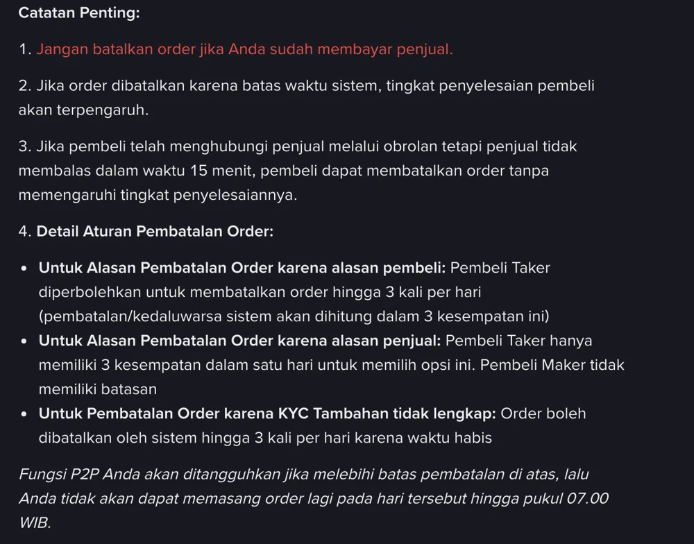 Batas Pembatalan Order P2P Binance: Berapa Kali Boleh Batal Sebelum Diblokir?